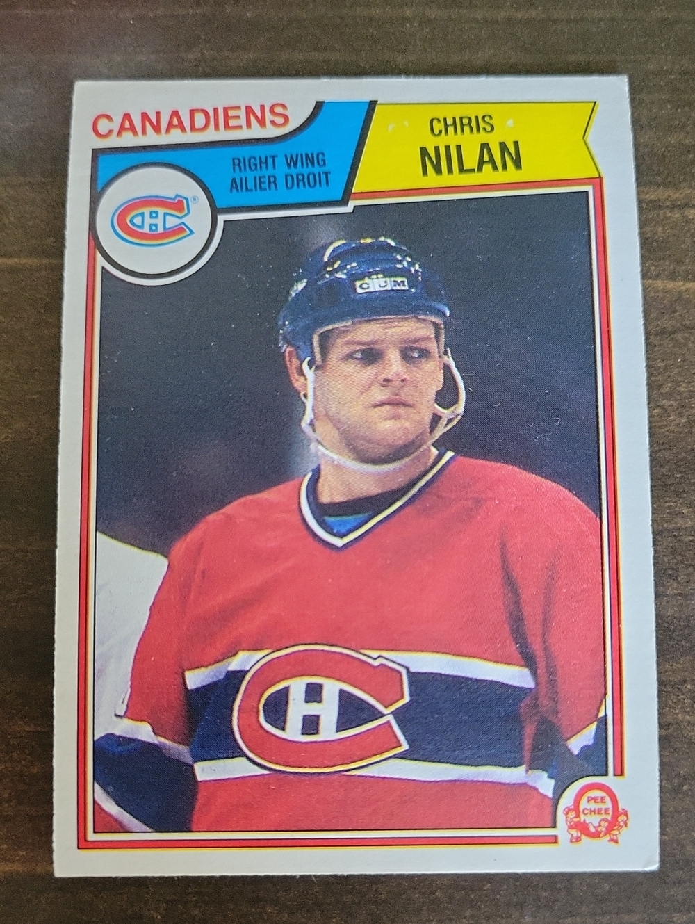 1983/84 OPC Chris Nilan Canadiens Hockey Trading Card - Red